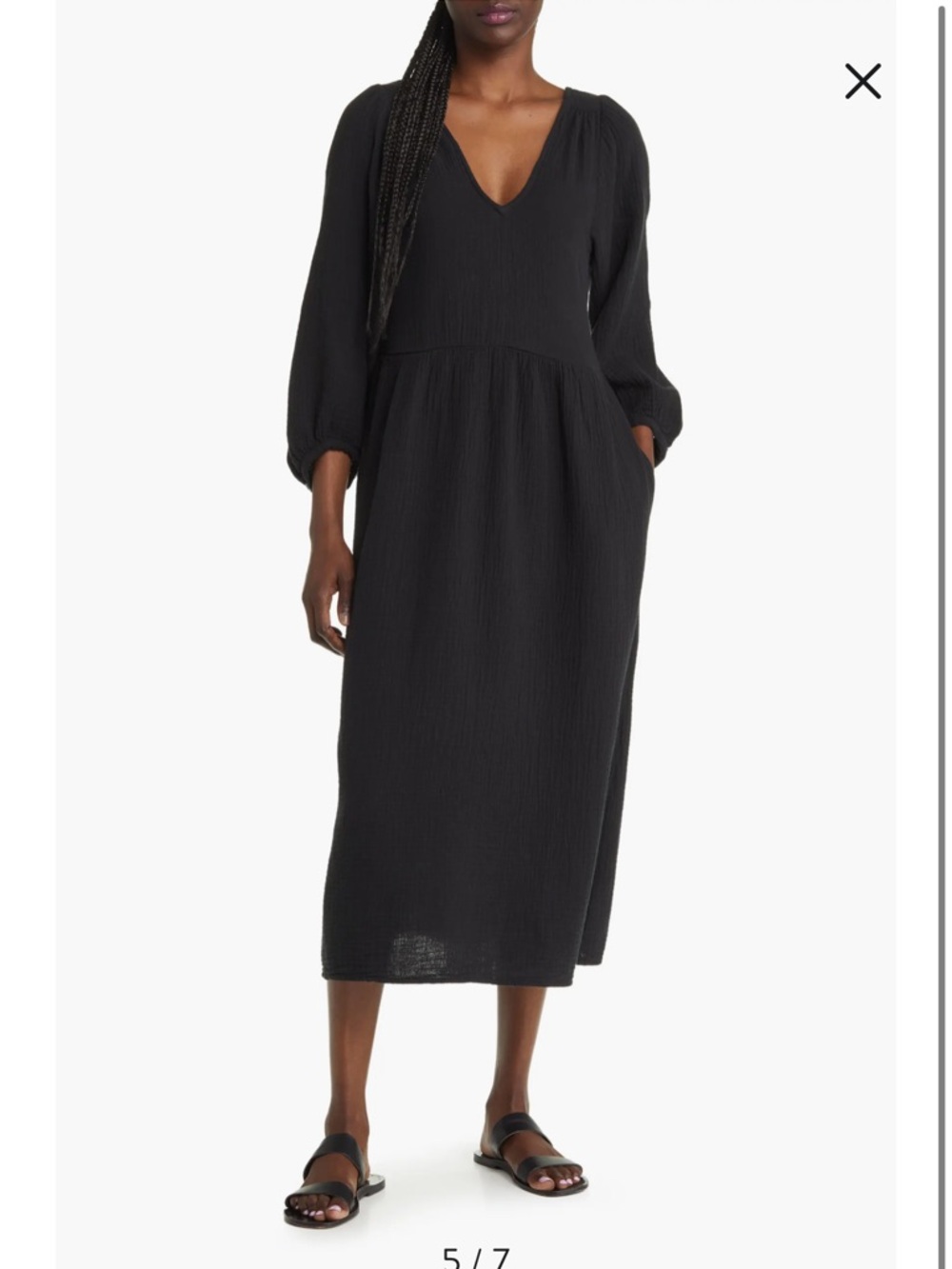 Madewell Black Midi Dress-Skirt with V-Neck